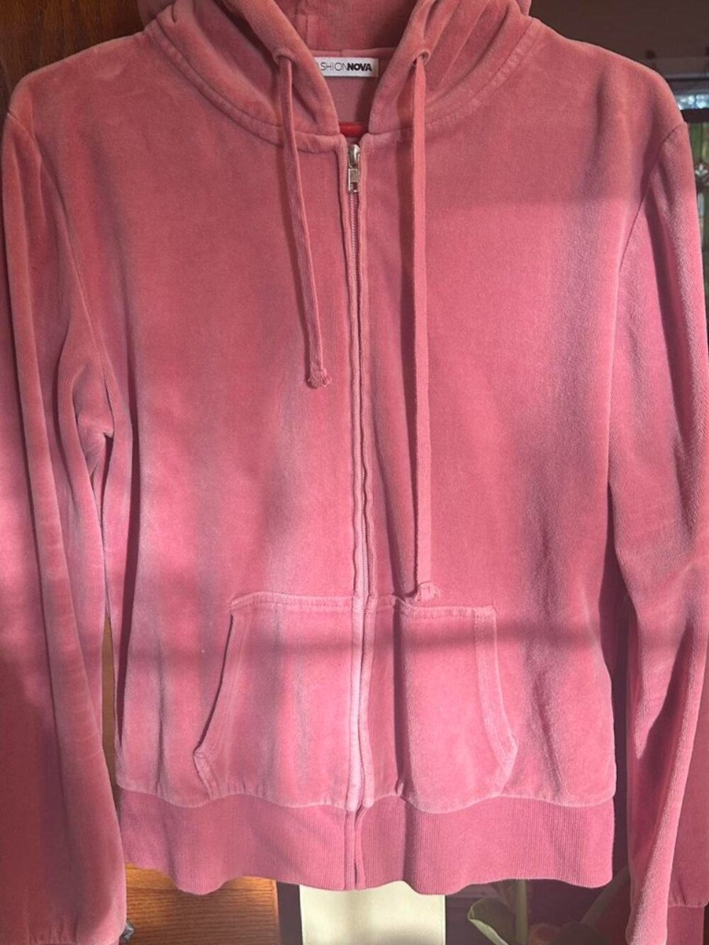 Fashion Nova velour zip up hoodie - size L